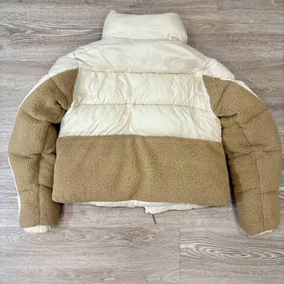 Columbia Beige Leadbetter Point II Sherpa Hybrid Short Puffer Jacket sz M - Picture 3 of 11